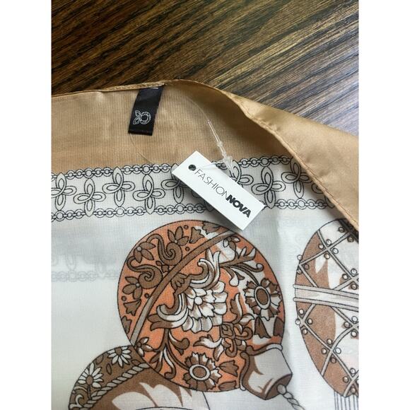 Fashion Nova Hairs A Mess head scarf beige gold and white original package NWT - Picture 5 of 6